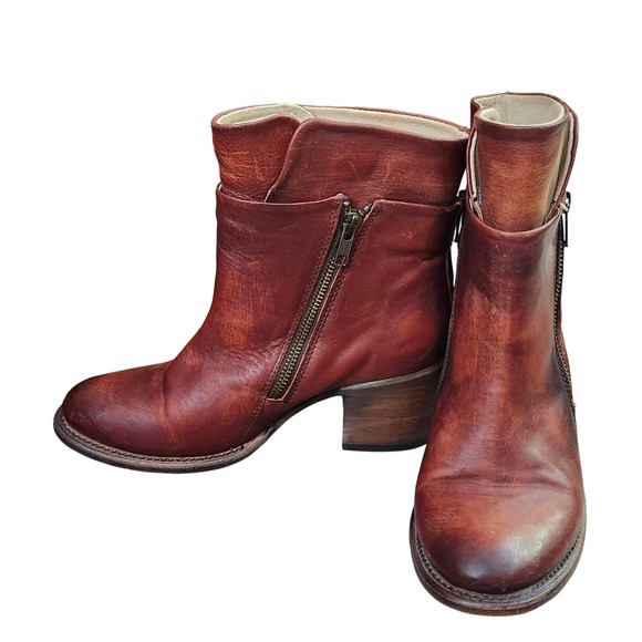 Freebird by Steven Shoes - Freebird by Steven Clip Cognac Leather Ankle Boots FB-CLIP Mens 8 Western Zipper